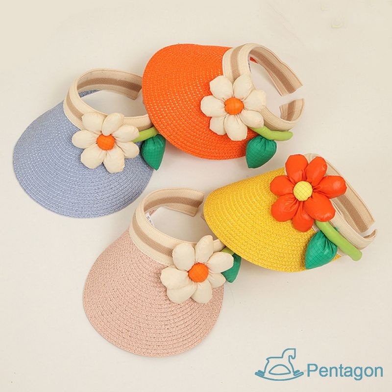 Mũ Chống Nắng Mùa Hè Vành Rộng Hở Chóp Thoáng Khí Dễ Thương Cho Bé Gái