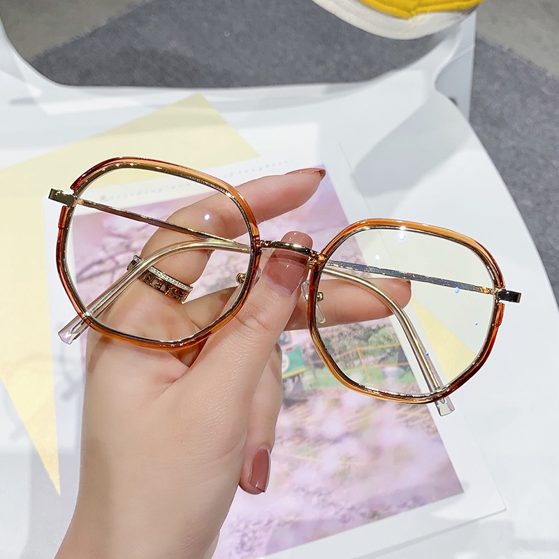 2020 mới màu đỏ lưới cùng gọng kính đa giác chống ánh sáng xanh phiên bản Hàn Quốc nữ sinh cận thị bán buôn