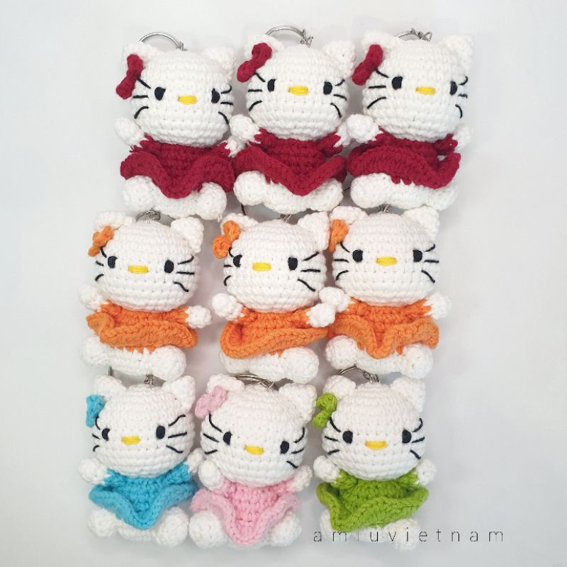 Móc khóa mèo Hello Kitty - Móc khóa mèo dễ thương làm thủ công từ len