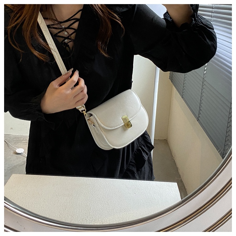 MISCHA Túi Đeo Chéo Vai Bằng Da PU Hình Vuông Màu Trơn Đơn Giản Thời Trang Kiểu Pháp Dành Cho Nữ