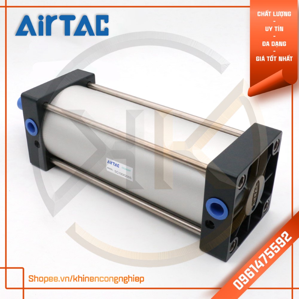 Xi Lanh Khí Nén Đế Vuông AirTAC SC100 x 25,50,75,100,125,150,175,200,250,300,350,400,450,500