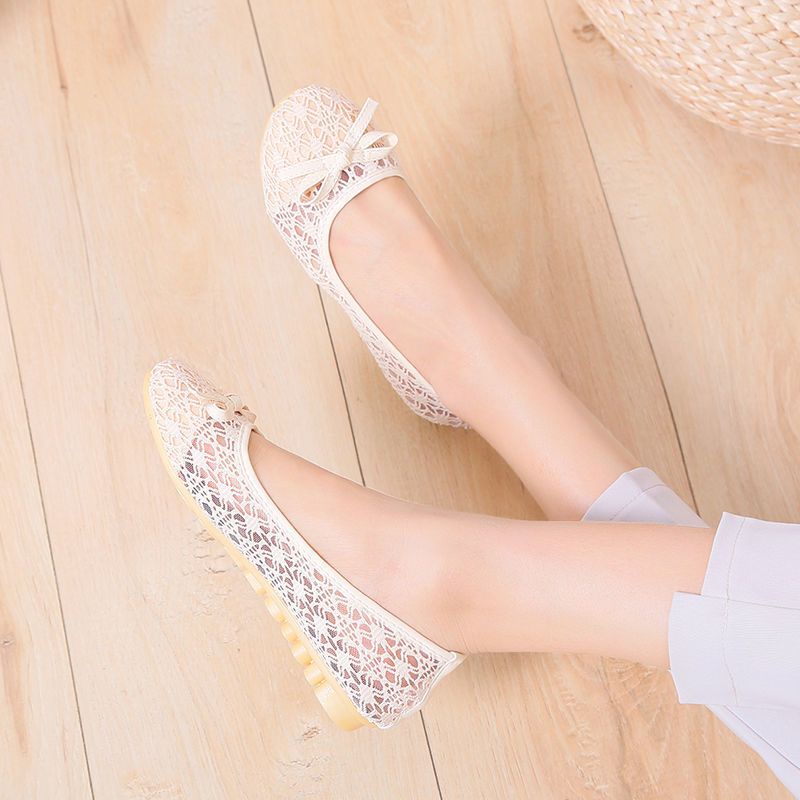 Giày Búp Bê Mũi Tròn Đế Mềm Phối Ren Lưới Thoáng Khí Thời Trang Xuân Hè 2023 Cho Mẹ Bầu