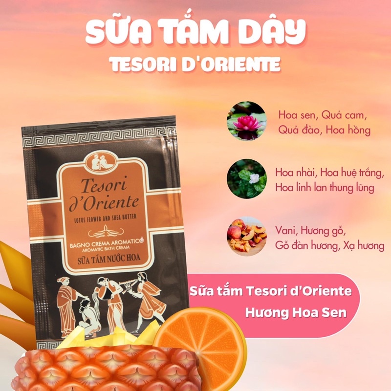 Sữa Tắm Dây 12 gói Tesori d’Oriente 7ml, Sữa Tắm Gói Du Lịch Tesori