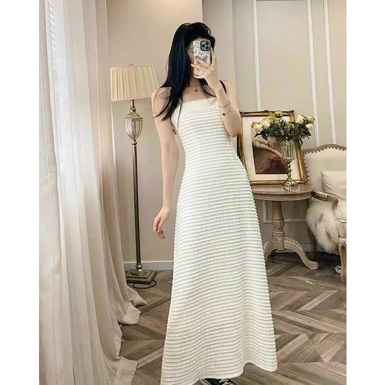 Đầm maxi 2 dây dáng dài, đầm trắng thiết kế sang chảnh hàng shop chuẩn đẹp cho nàng đi chơi đi tiệc thời trang nữ MP