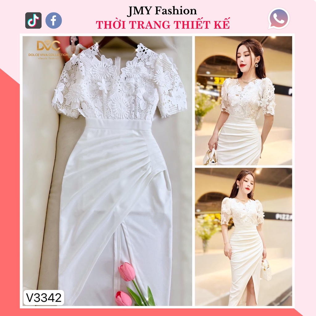 váy xẻ tà nhún eo dự tiệc (kèm video SP)