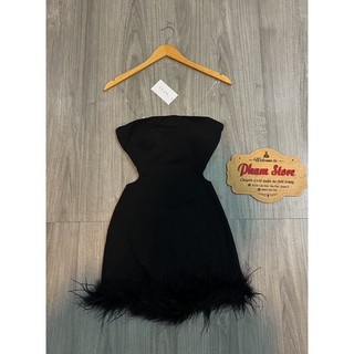 body ống cúp tua lông khoét eo