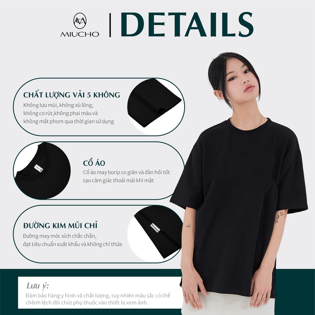 Áo thun unisex form rộng AT323 Miucho basic tee tay lỡ dành cho nam nữ in graphic | BigBuy360 - bigbuy360.vn