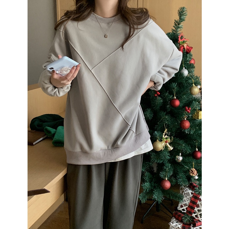 Áo sweater nỉ nữ Thiết kế Cao cấp Hàn Quốc Áo Nỉ sweater nữ Form rộng Cổ tròn Dày dặn Cao cấp Ulzzang Thời trang