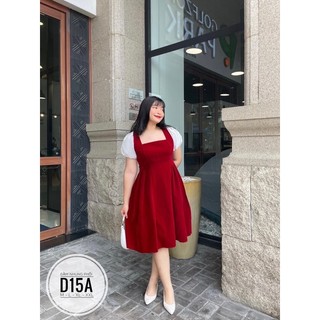 BIGSIZE Đầm nhung tay phối D15A