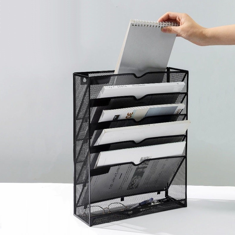 TessaHome Bộ sắp xếp hồ sơ treo tường 5 tầng Vị trí thẳng đứng Các cạnh bóng Giá có lỗ cho văn phòng