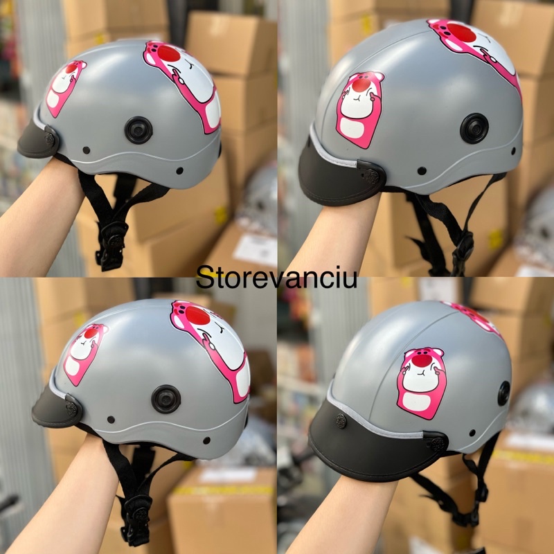 NÓN BẢO HIỂM GẤU DÂU - HÌNH THẬT