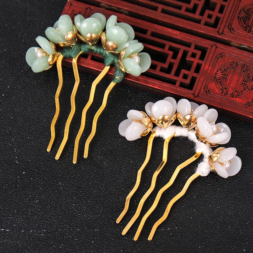 ANEMONE Trâm Cài Tóc Chữ U Hình Hoa Phong Cách Trung Quốc Ngọt Ngào Thời Trang Cho Nữ