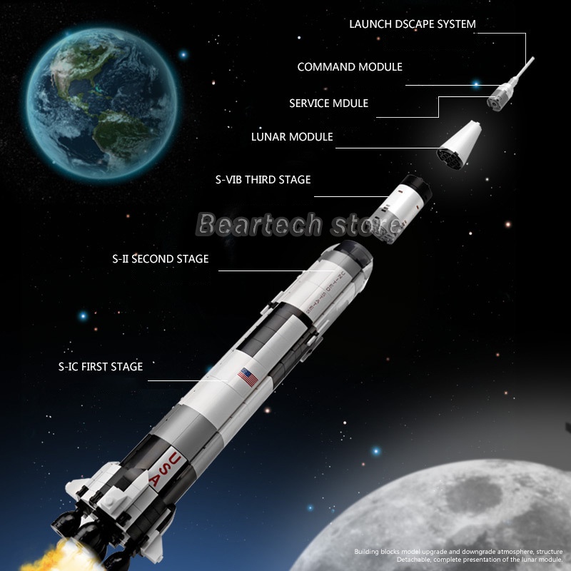 Mô Hình Đồ Chơi Lắp Ráp Tên Lửa Apollo Saturn V