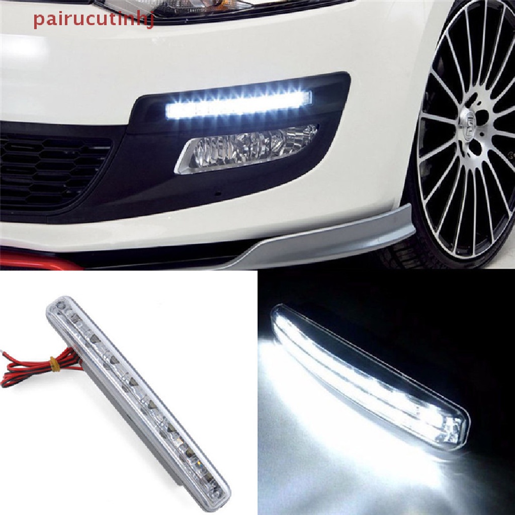 Cặp Đèn 8 LED DRL Ánh Sáng Trắng Chuyên Dụng Chạy Ban Ngày Cho Xe Hơi