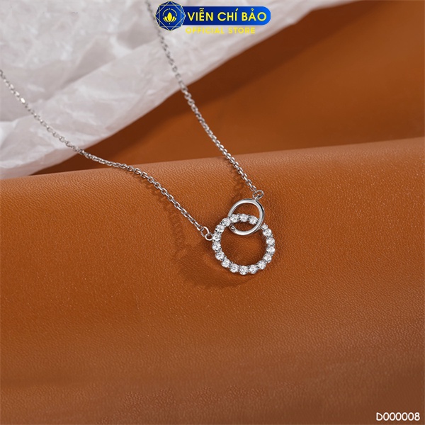 Dây chuyền tròn đôi chất liệu bạc Ý thời trang phụ kiện trang sức nữ Viễn Chí Bảo D000008-B
