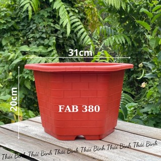 Chậu nhựa lục giác fab380 đỏ