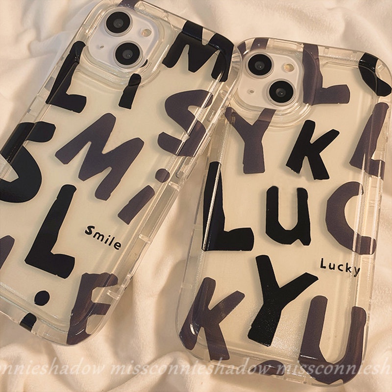 MissConnie Ốp Điện Thoại Silicon TPU Mềm Trong Suốt In Chữ Lucky Cho IPhone 7plus XR 8plus 11 14 13 12 Pro MAX 6 6S 7 8 Plus X XS MAX