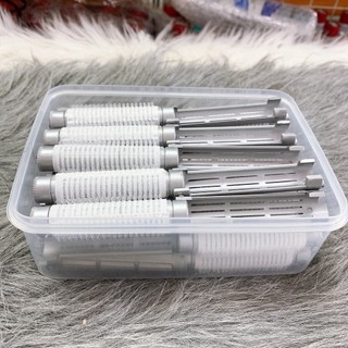 Hộp lô dính uốn phồng chân tóc lô cuốn làm phồng chân tóc hàn quốc bộ 20 cây