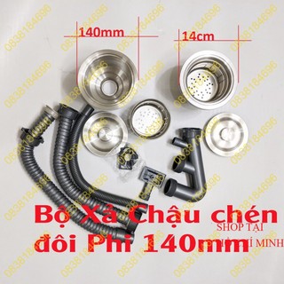 Bộ xả chậu,bồn rửa chén bát đôi inox 304 phi 110 loại dùng cho chậu dập, đôi đá nk10