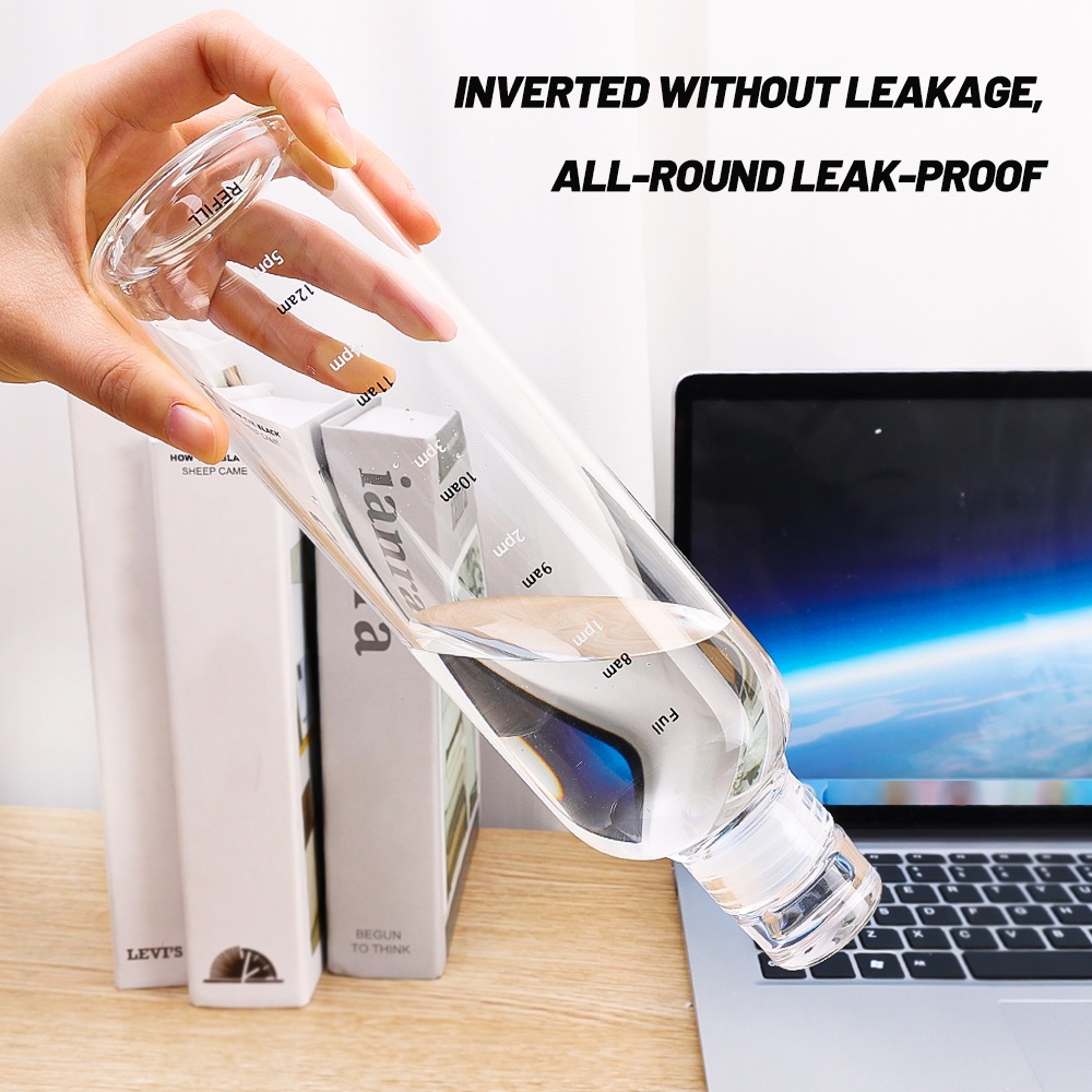 Bình Nước Thủy Tinh Dày Dung Tích 500ml Có Thang Đo Thời Gian Chống Rò Rỉ