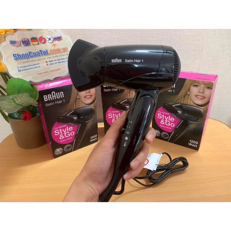 MÁY SẤY TÓC MINI BRAUN  💁‍♀️ MÁY SẤY TÓC DU LỊCH BRAUN SATIN HAIR 1 - Style&Go Dryer.