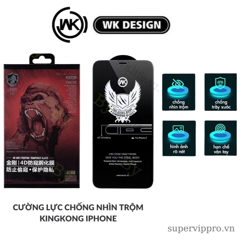 Cường Lực KINGKONG Full Màn Chống Nhìn Trộm Iphone Từ 7-14