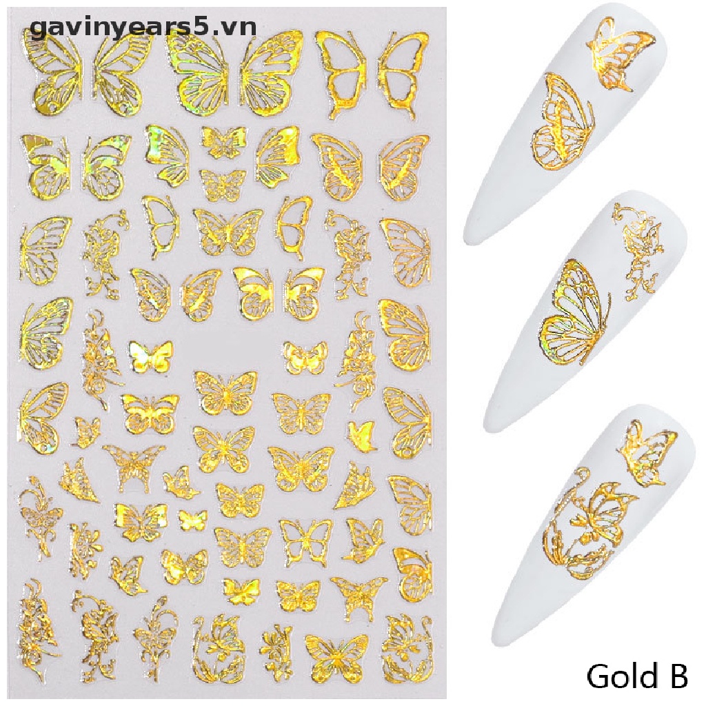 Miếng Dán Trang Trí Móng Tay Hình Bướm Màu Laser DIY