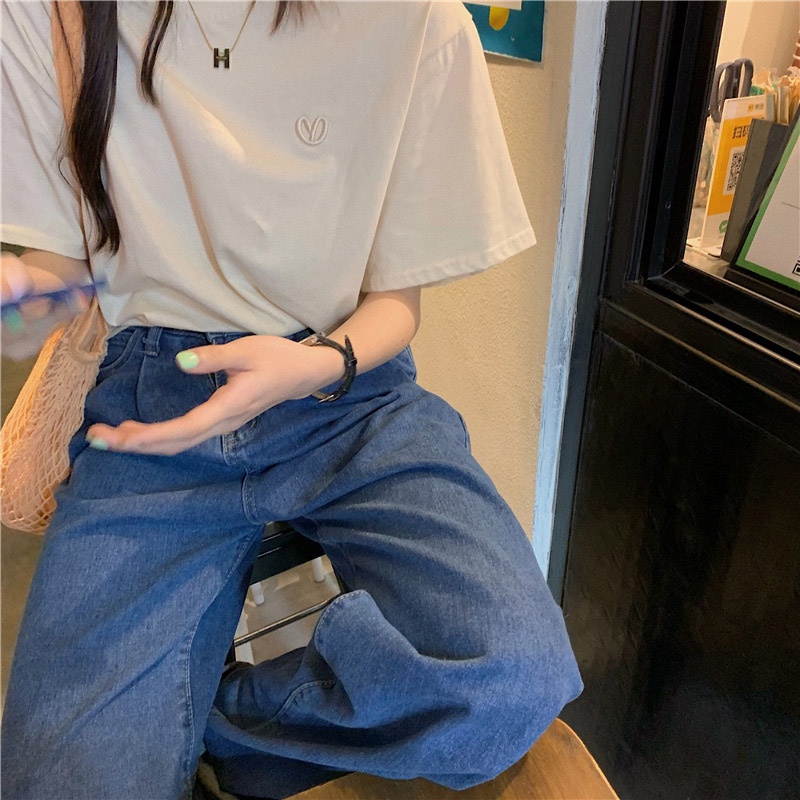 Áo Thun Tay Ngắn Dáng Rộng Thêu Họa Tiết Thời Trang Mới 2023 Cho Nữ