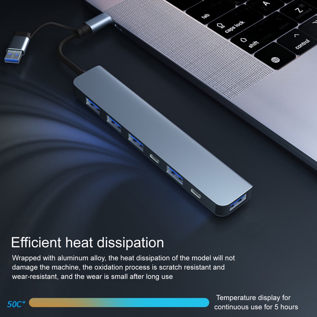 Bộ Chuyển Đổi USB Type-C Sang 7 Cổng Cắm Ổn Định Hình Hoa Hướng Dương Đa Năng Cho Máy Tính