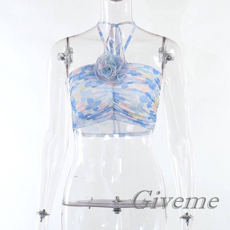 Áo Lưới Trễ Vai Họa Tiết Hoa 3D Thời Trang Cho Nữ