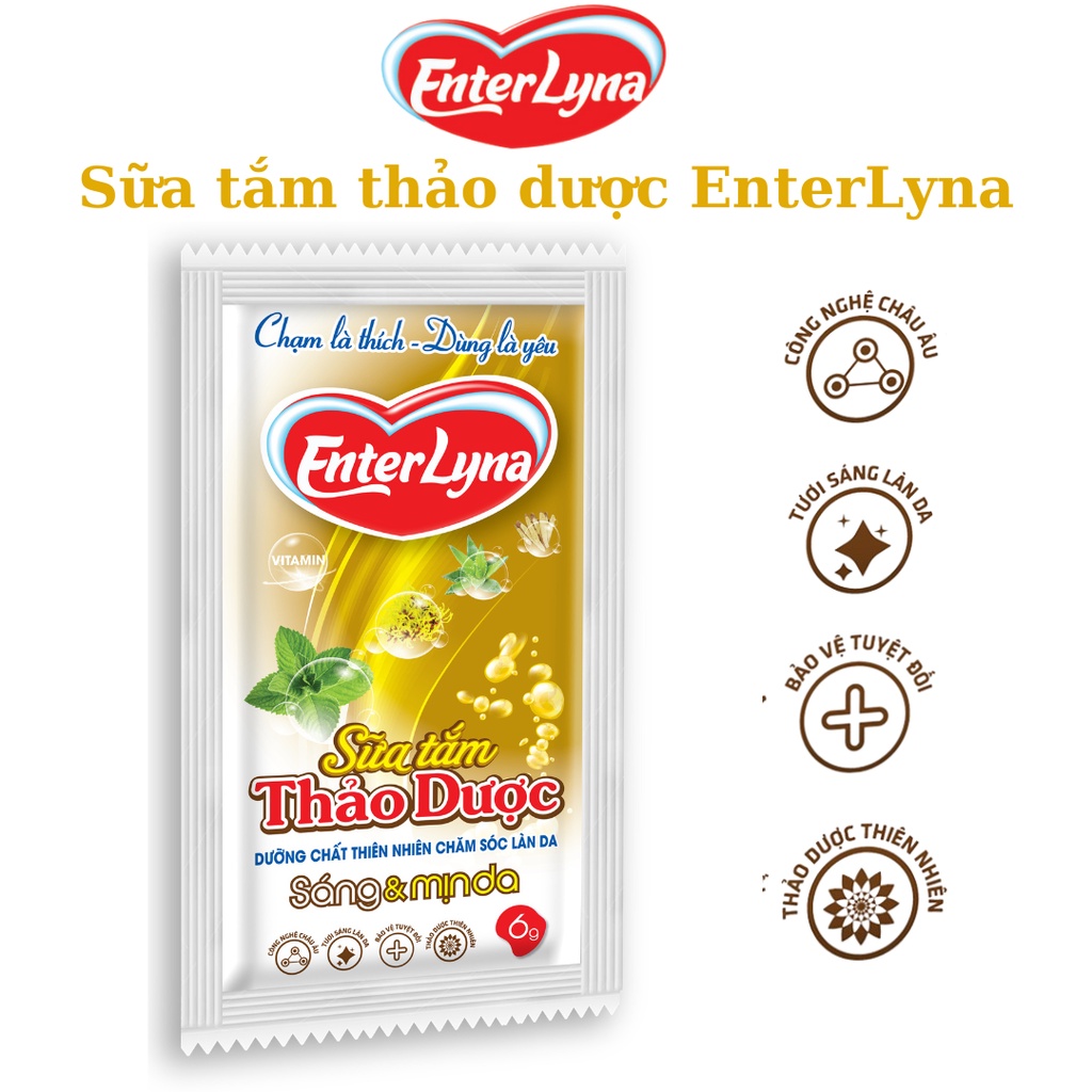 Sữa tắm thảo dược EnterLyna gói 6g Combo 4 gói (quà tặng)