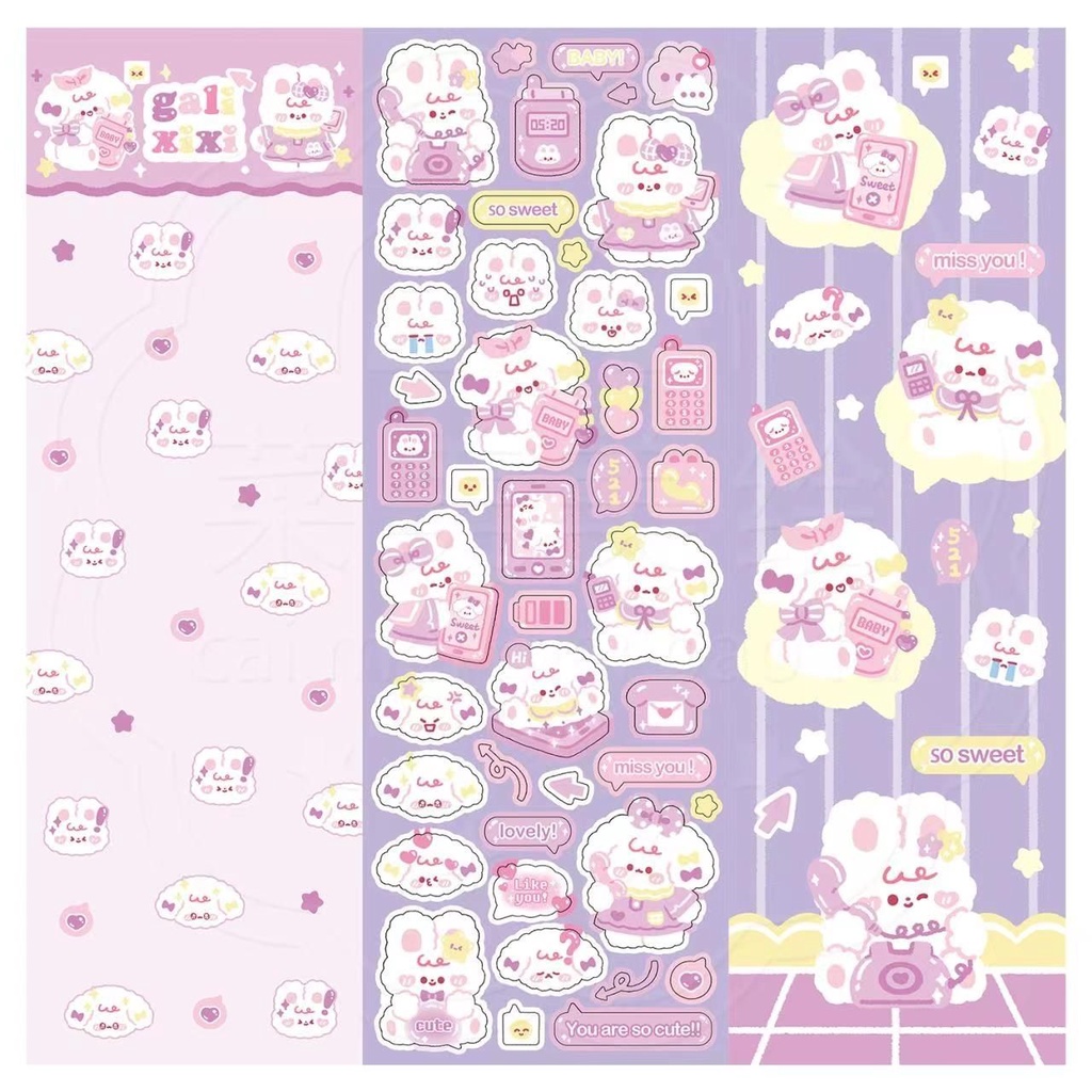 Galici Nhãn Dán Trang Trí Nội Thất Hình Thỏ Xoăn Chó Dễ Thương DIY