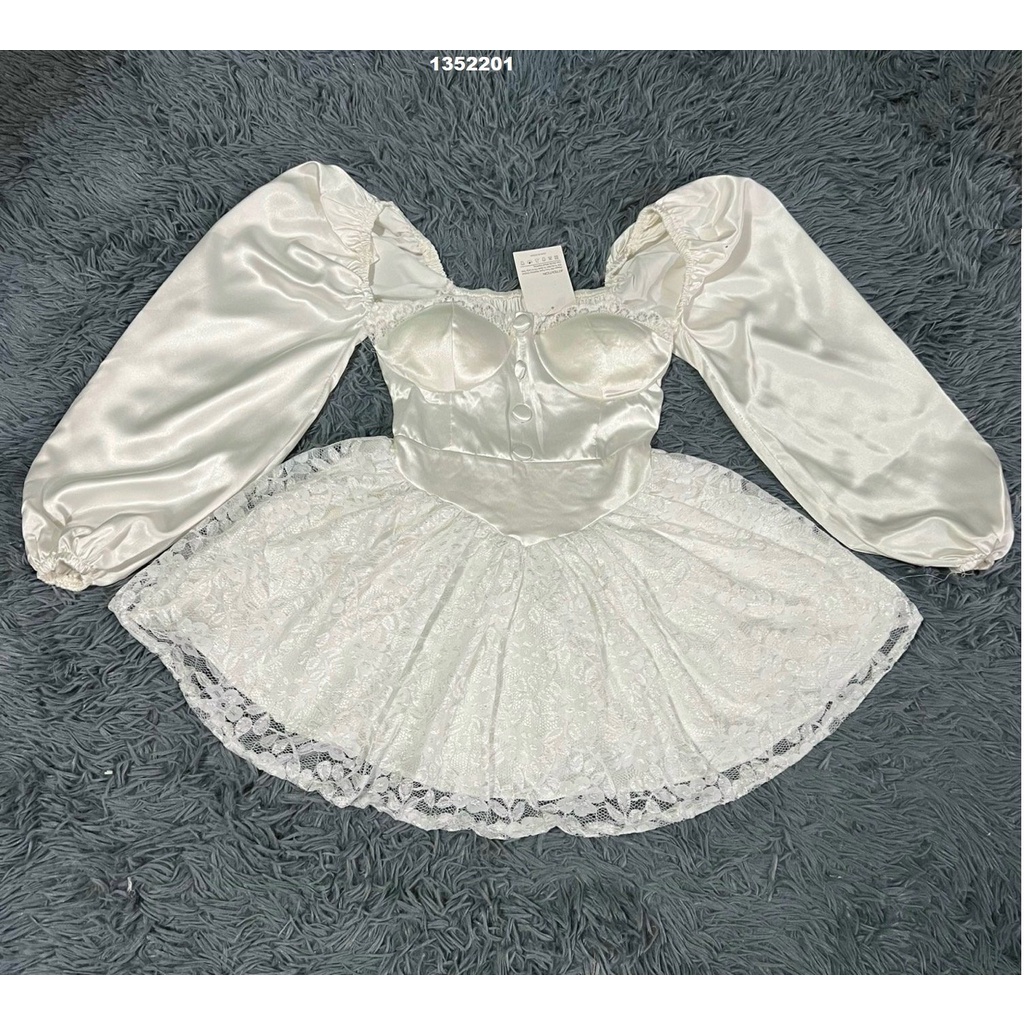 Đầm xinh nữ tay dài phồngcó mút lot quần thời trang xinh xắn trẻ trung dễ thương