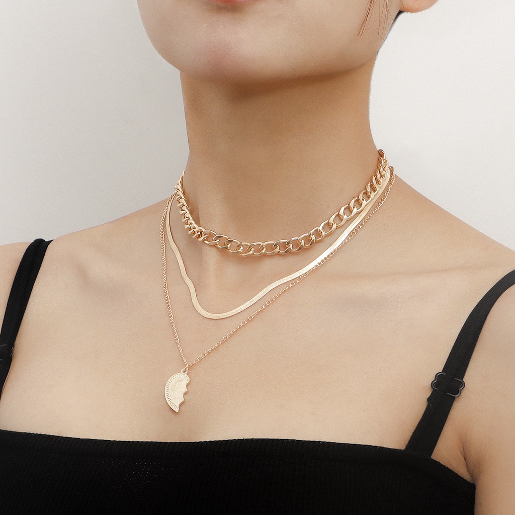 Vòng Cổ Choker Nhiều Lớp Mặt Trái Tim Thời Trang Cho Nữ
