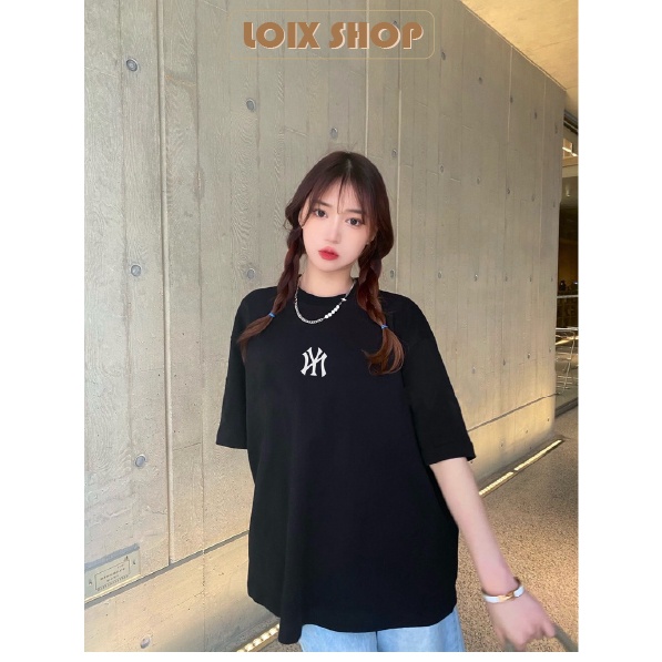 Áo thun MLB form rộng phong cách unisex phông NY basic nam nữ tay lỡ chất liệu cotton oversize LOIX