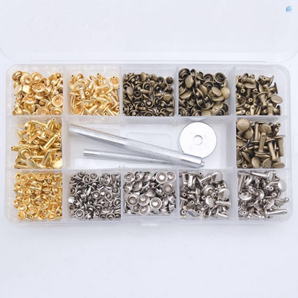 Set 300 Đinh Tán Kim Loại + Kìm Đục Lỗ + Dụng Cụ Cố Định Chuyên Dụng Cho Đồ Da Thủ Công s2mwvn