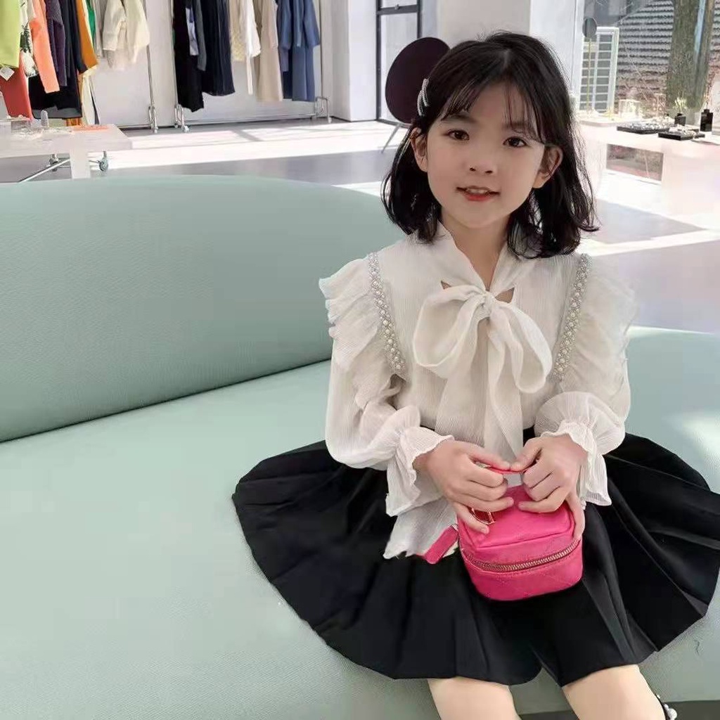Áo Sơ Mi Chiffon Dài Tay Đính Ngọc Trai Thiết Kế Mới Thời Trang Theo Phong Cách Hàn