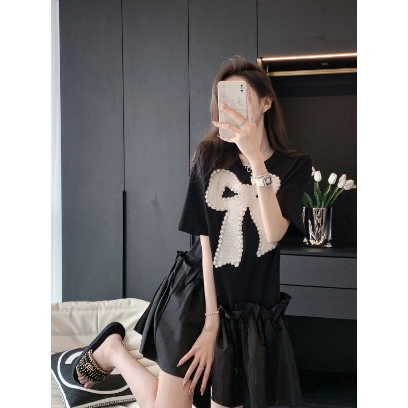 Đầm Đen Cổ Tròn Dáng Rộng Thời Trang Mùa Hè Xinh Xắn Cho Nữ