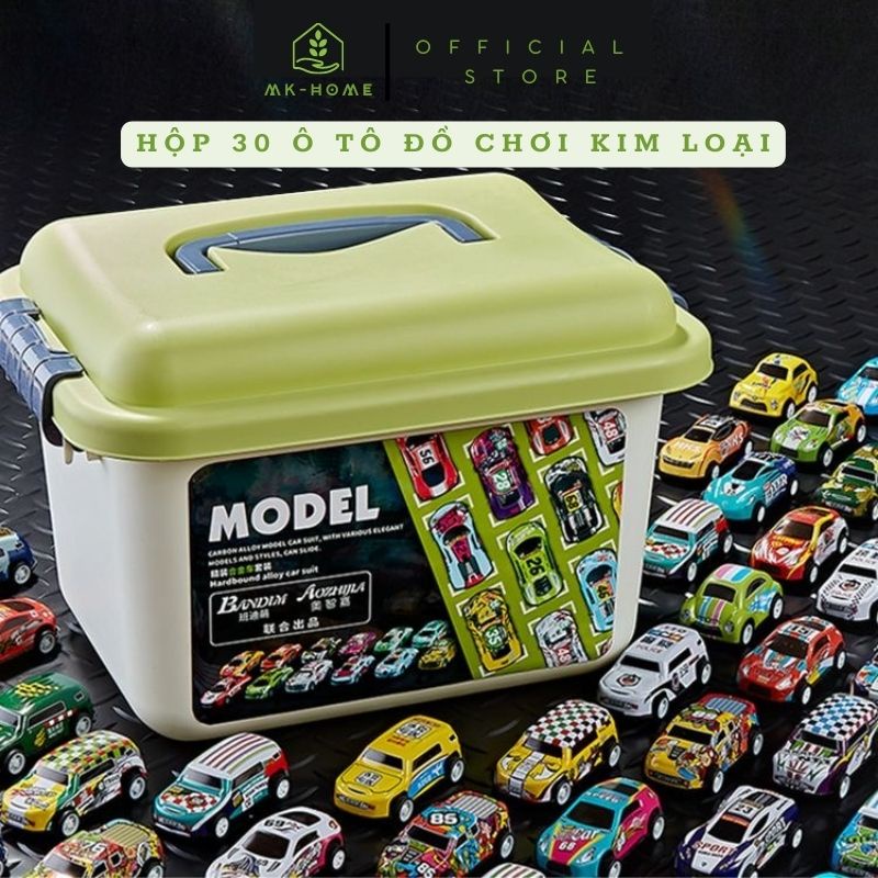 Ô tô đồ chơi trẻ em siêu xe mini bằng kim loại ,(Set 30 Chiếc) siêu bền chống rỉ sét mẫu mới 2023 MK HOME