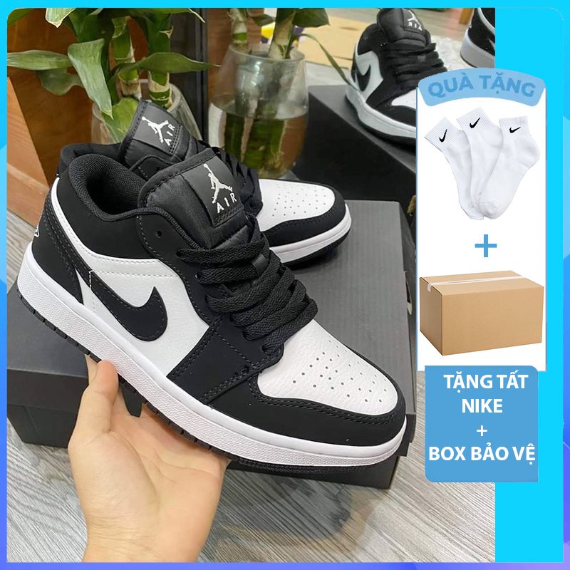Giày jordan thể thao nam nữ cổ thấp đen trắng, giày jd 1 low panda ,PARIS bản cao cấp dễ phối đồ hót