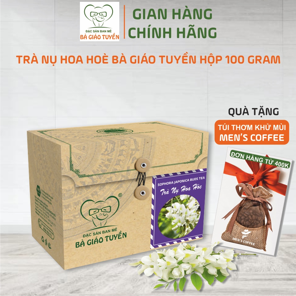 Trà hoa Bà Giáo Tuyền - Trà thảo mộc nụ hoa hòe thức uống thanh lọc cơ thể, an thần, tốt cho sức khoẻ. Hộp 100 gram