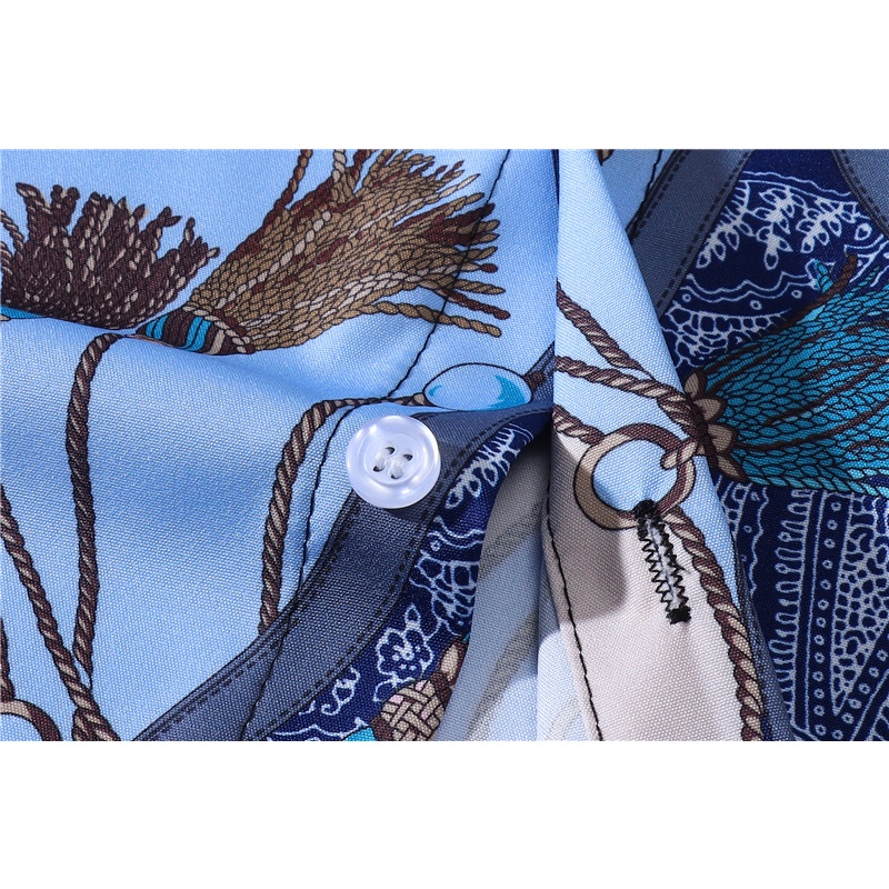 Áo Sơ Mi Tay Ngắn Cổ Bẻ In Biểu Tượng Bandana Thời Trang Hawaii Cho Nam
