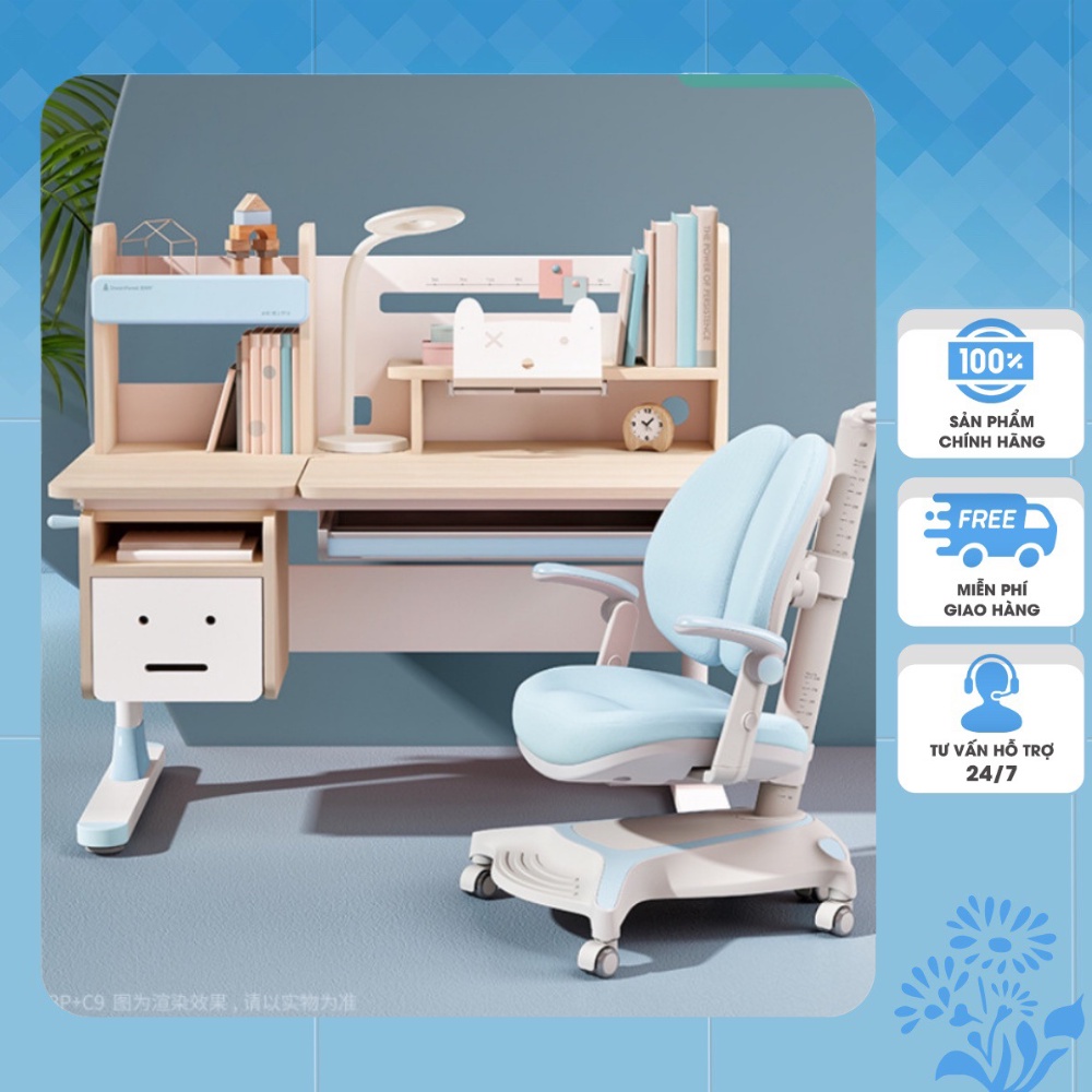 Bàn học sinh chống cận chống gù bàn học thông minh cho bé chỉnh được độ cao có giá đỡ sách và ngăn kéo S01
