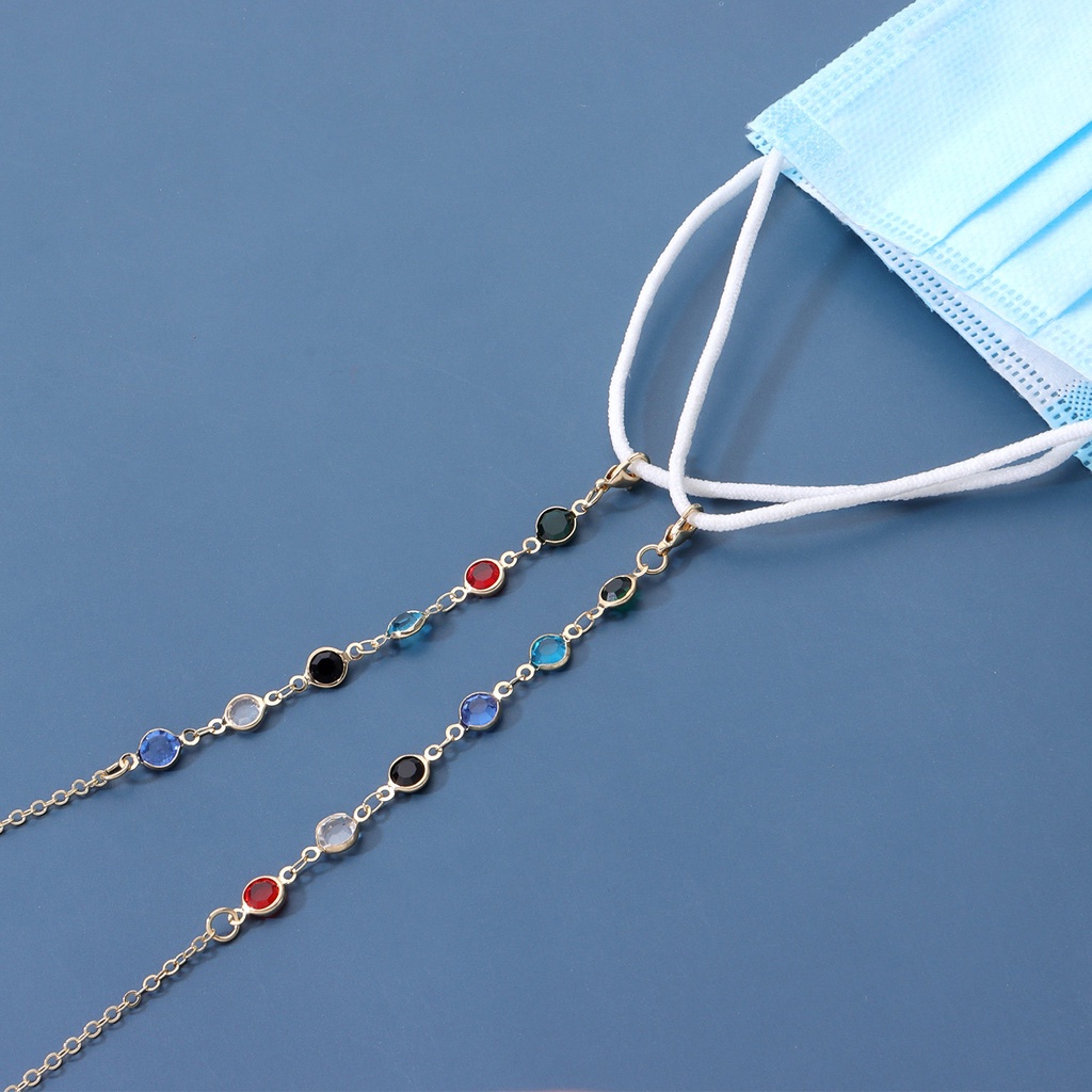 Set 2 Dây Đeo Mắt Kính Đính Đá Bằng Thép Màu Sắc Xinh Xắn