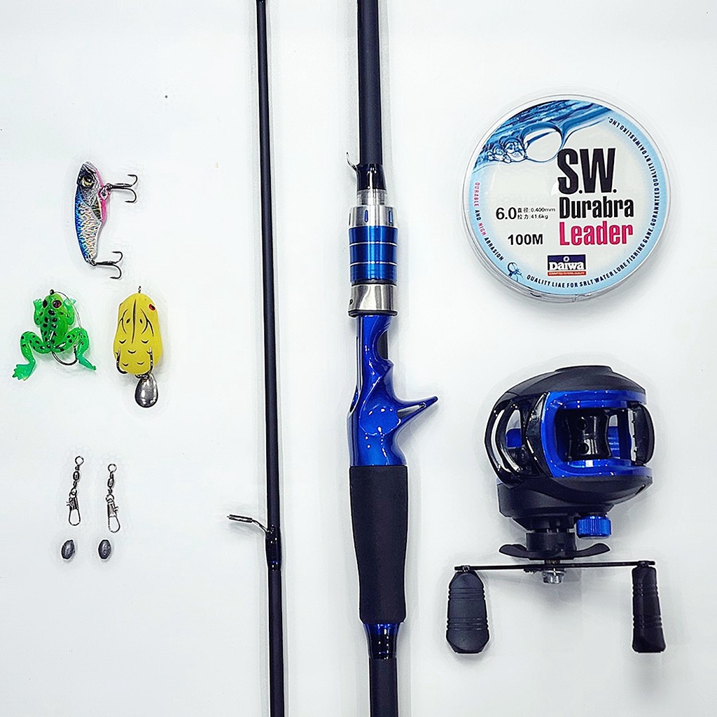 Combo Bộ Cần Câu Lure Ngang Chất Liệu Carbon, Máy Ngang Tay Trái, Phải Chất Liệu Bán Kim Loại