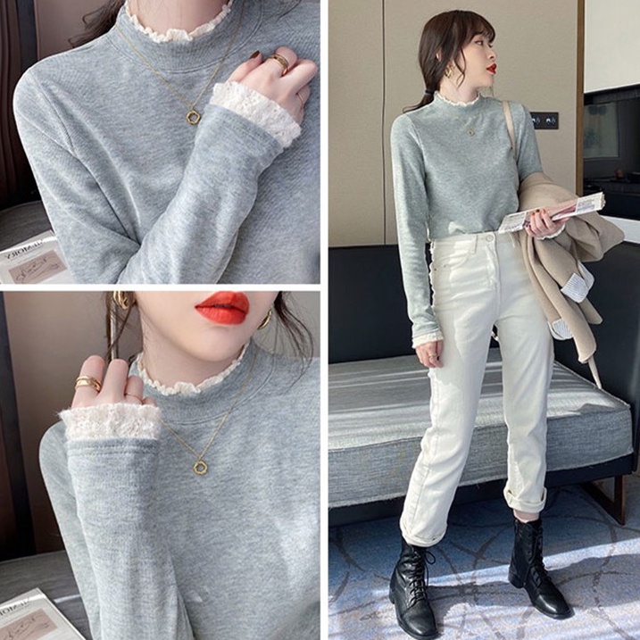 Dây Nối Thiết Kế Độc Đáo Chất Lượng Cao ✡ Áo Sơ Mi Nữ Tay Dài Cổ Cao Thời Trang Đơn Giản