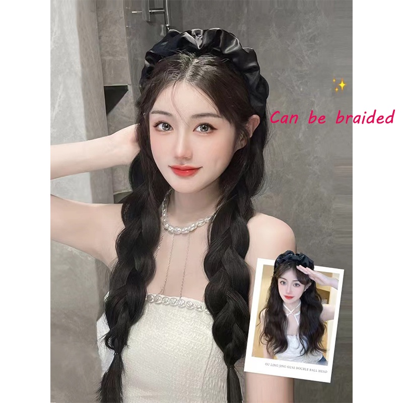 Bộ Tóc Giả Dài Thẳng / Xoăn Chữ U Màu Đen Có Thể Tháo Rời Cho Nữ