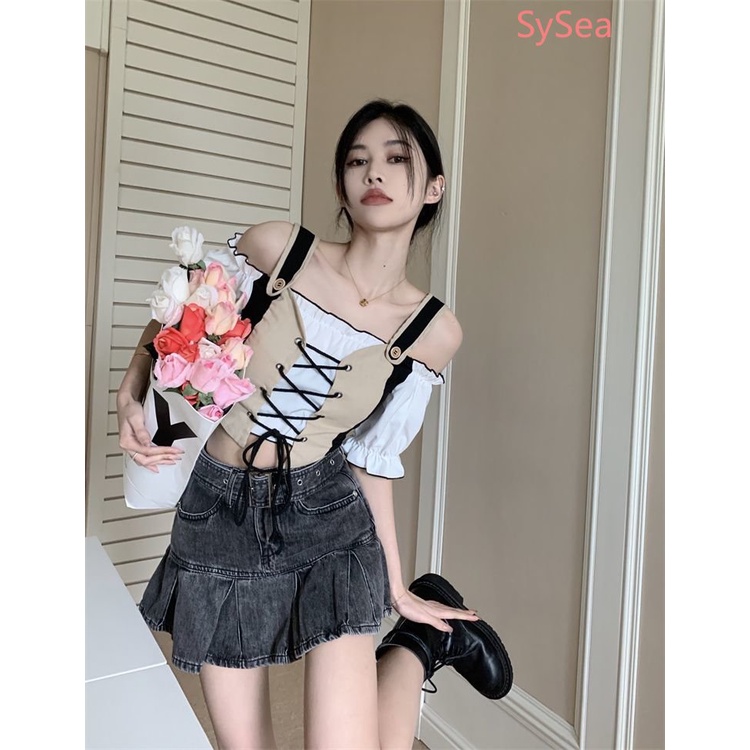 Áo Kiểu Dây Rút Phong Cách Retro Mùa Hè Cho Nữ