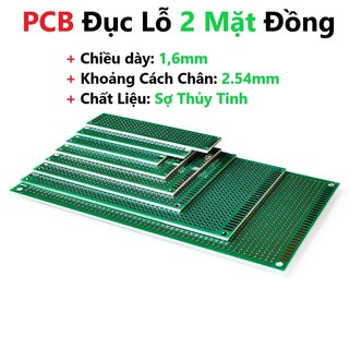 Bảng mạch đục lỗ pcb 5*7cm chất lượng cao - khoảng cách lỗ 2.54mm, dày 1,6mm