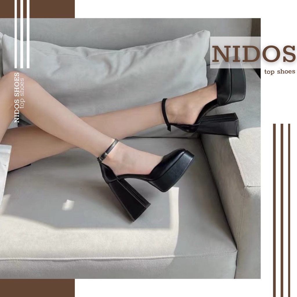 Giày Cao Gót Nữ Mary Jane đế trụ vuông đế cao 12cm Siêu Đẹp - Giày Cao Gót Lolita